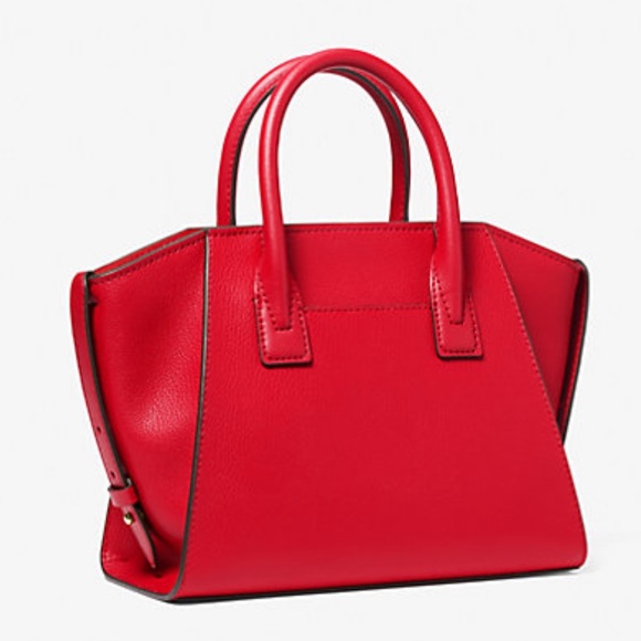 NWT Michael Kors Avril Small Top-Zip Satchel Bright Red - Picture 6 of 15